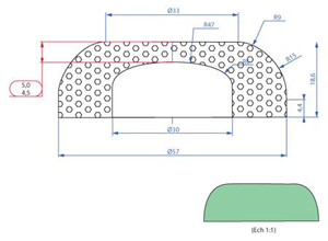 Rogers Foam worked with the cosmetic company to sample six reticulated foam grades and 30 different applicator shapes and sizes. The result was the above applicator design.